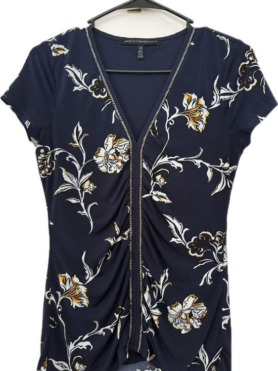 White House Black Market Tops - White House Black Market Navy Floral Twist-Front V-Neck Top